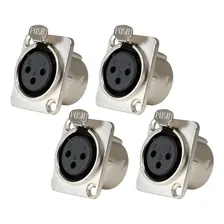 Kit 4 Plug Xlr Conector Femea Painel Metal Santo Angelo Sa2x Foto  mini 1