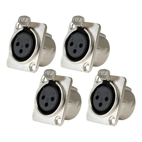 Kit 4 Plug Xlr Conector Femea Painel Metal Santo Angelo Sa2x Foto 1
