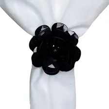 Kit 4 Porta Guardanapos Flor Delicada Preto Foto mini 2