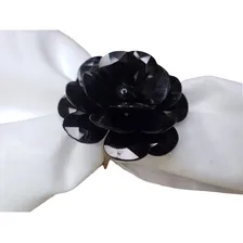 Kit 4 Porta Guardanapos Flor Delicada Preto Foto mini 3