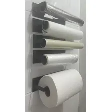 Kit 4 Porta Papel Toalha Rolo Pano Aço Multiuso Sem Furos Cor Preto Foto mini  2