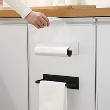 Kit 4 Porta Papel Toalha Rolo Pano Aço Multiuso Sem Furos Cor Preto Foto mini  3