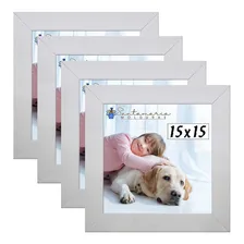 Kit 4 Porta Retrado Molduras 15x15 Branco Liso Foto  mini 1