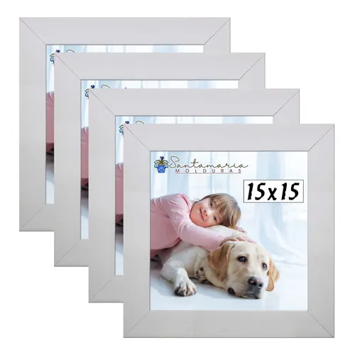 Kit 4 Porta Retrado Molduras 15x15 Branco Liso Foto 1