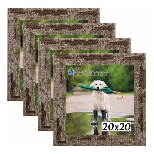 Kit 4 Porta Retrado Molduras 20x20 Marrom Liso Foto 1