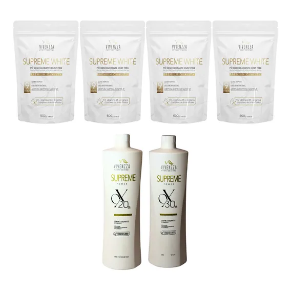 Kit 4 P贸s Descolorantes White Mechas 500g + Ox 20 + Ox 30 Foto 1