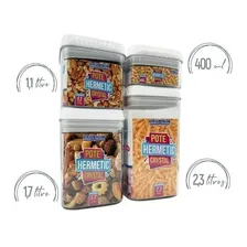Kit 4 Potes Herméticos AcrÃlico Quadrado Empilháveis Trava Cor Branco Foto mini 2