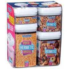 Kit 4 Potes Herméticos AcrÃlico Quadrado Empilháveis Trava Cor Branco Foto mini 1