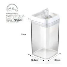 Kit 4 Potes Herméticos AcrÃlico Quadrado Empilháveis Trava Cor Branco Foto mini 3
