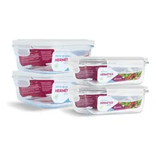 Kit 4 Potes Herméticos Marmita Vidro Papinha 370ml E 800ml Cor Branco Foto  mini 1