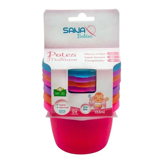 Kit 4 Potes Papinha E Alimentos Multiuso Sana Babies® 133ml Foto 1