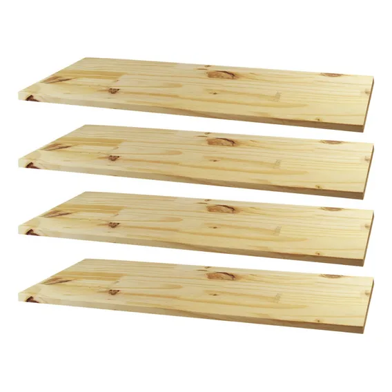 Kit 4 Prateleiras 60x20 Reta Painel Pinus + Suporte Incluso Foto 1