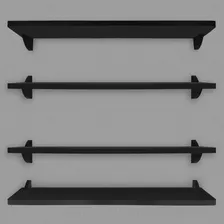 Kit 4 Prateleiras De Parede Nicho Mdf 60x15 Preto 15mm Foto mini 2