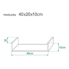 Kit 4 Prateleiras Nichos U 40x20 Mdf Com Suporte Invisível Foto mini 3