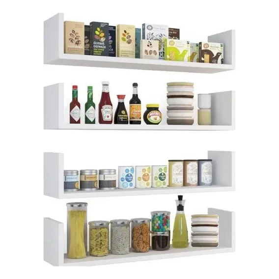 Kit 4 Prateleiras U Nicho Mdf 15mm 60x15 Branca Cor Branco Foto 1