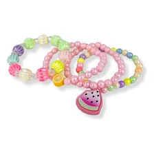 Kit 4 Pulseiras Infantil Pingente Miçanga Colorida Menina Foto mini 4
