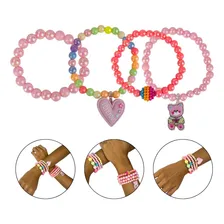 Kit 4 Pulseiras Infantil Pingente Miçanga Colorida Menina Foto mini 1
