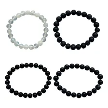 Kit 4 Pulseiras Pedras Estrela, Lua, Vulcânica E Ônix 8 Mm Foto  mini 1