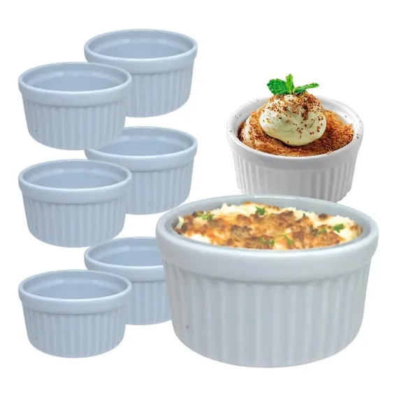Kit 4 Ramequim De Porcelana Branco 10,5cm- 8426 Foto 1