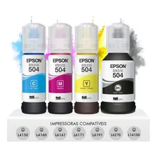 Kit 4 Refil Tinta T504 Epson L4150 L4160 L6161 L6191 L6171 Tinta Colorida Foto mini 1