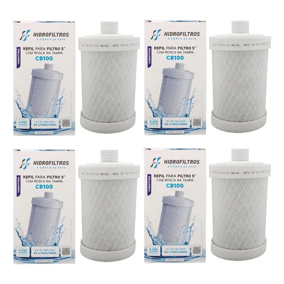 Kit 4 Refis Carbon Block Carvão Ativado De 5 Com Rosca Foto 1