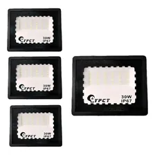 Kit 4 Refletor Holofote Led 30w Branco Frio Ip67 Jardim Carcaça Preto Luz Branco-frio Foto mini 1