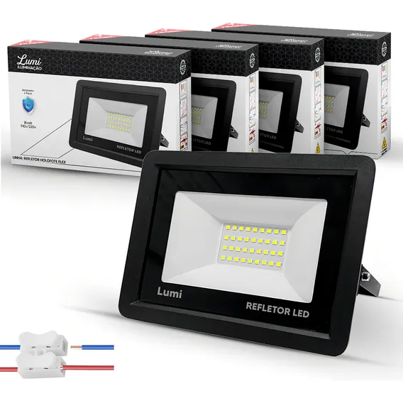 Kit 4 Refletor Led 100w Holofote Bivolt Prova Dagua Bivolt Foto 1