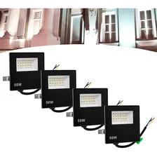 Kit 4 Refletor Led 50w Holofote Prova Dágua Luz Frio Carcaça Preto Luz Branco-frio Foto  mini 1