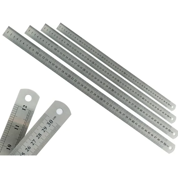 Kit 4 Regua Metal Escola 50 Centimetro Marcação Baixo Relevo Foto 1