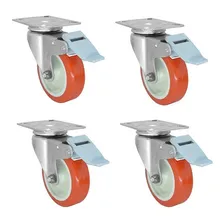 Kit 4 Roda RodÃzio Anti Risco Silicone Freio 100mm 480kg Foto mini 1