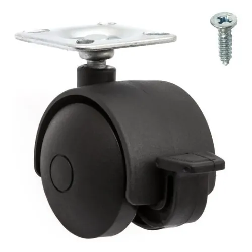 Kit 4 Rodinhas 40mm P/moveis Chapa 38x38 Preto C/trava Foto 1