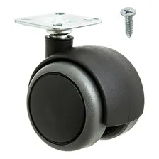Kit 4 Rodinhas 50mm P/moveis Chapa 38x38 Preto Silicone Pu Foto mini 1