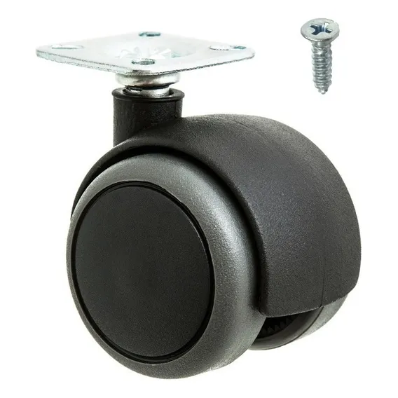 Kit 4 Rodinhas 50mm P/moveis Chapa 38x38 Preto Silicone Pu Foto 1