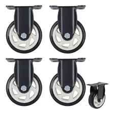 Kit 4 Rodinhas Reforçada RodÃzio Base Fixa 4 Polegadas 100kg Rodas Preto Foto mini 1
