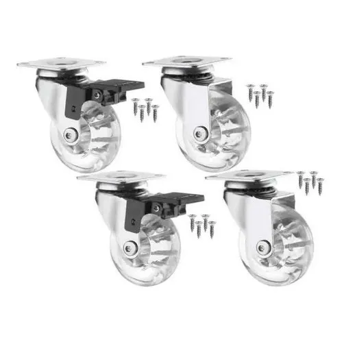 Kit 4 Rodizio Anti Risco Silicone Rodinha 50mm C Trava Freio Foto 1