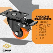 Kit 4 Rodizios Líder Rodízios Giratório Freio 2 Polegadas Rodinha com Trava 400kg Foto mini  3