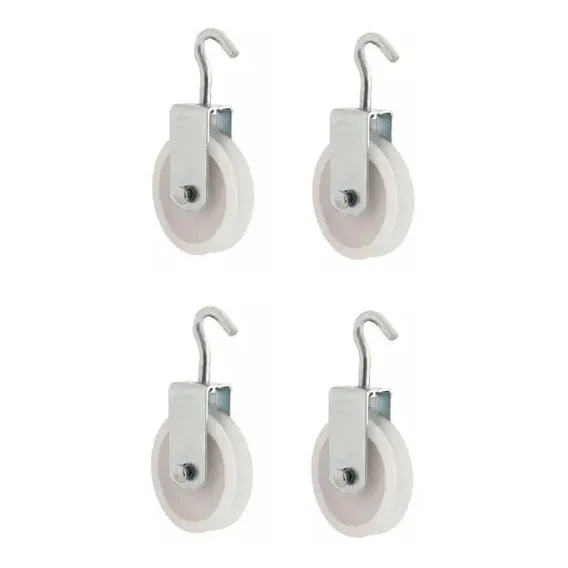 Kit 4 Roldana P/ Varal Nylon 8cm C/ Gancho Reforçada Foto 1
