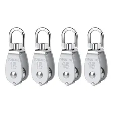 Kit 4 Roldana Polia Moitão Aço Inox 15mm P/ Cabo 6mm 35kg Foto  mini 1