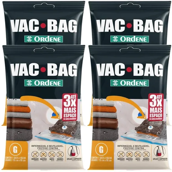 Kit 4 Sacos A Vácuo Organizador Edredom Vac Bag Grande 55x90 Foto 1