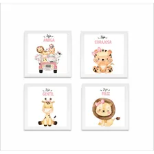 Kit 4 Safari Menina Quadro + Guirlanda Nome Personalizado Cor Rosa-claro Foto mini 2