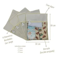 Kit 4 Saquinhos Organizadores Maternidade Com Chaveiro Urso Bege Foto mini  2