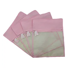 Kit 4 Saquinhos Organizadores Maternidade Com Chaveiro Urso Rosa Foto mini 4
