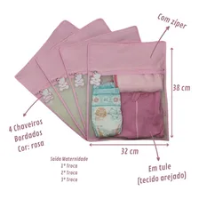 Kit 4 Saquinhos Organizadores Maternidade Com Chaveiro Urso Rosa Foto mini  2