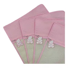 Kit 4 Saquinhos Organizadores Maternidade Com Chaveiro Urso Rosa Foto  mini 1