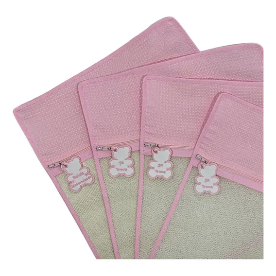 Kit 4 Saquinhos Organizadores Maternidade Com Chaveiro Urso Rosa Foto 1