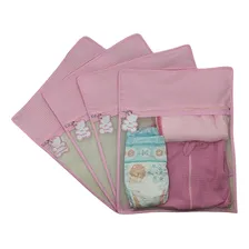 Kit 4 Saquinhos Organizadores Maternidade Com Chaveiro Urso Rosa Foto mini  3
