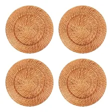 Kit 4 Sousplat Redondo Mundiart Rattan Bambu Cores Variadas Cor Marrom-claro Foto  mini 1