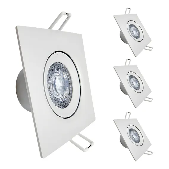 Kit 4 Spot Led Embutir 12w Quadrado 3000k Amarelo Avant Estrutura Branco-quente 110v/220v Foto 1