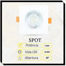 Kit 4 Spot Quadrado Embutir Direcionável Led 7w 6000k Frio Foto mini  3