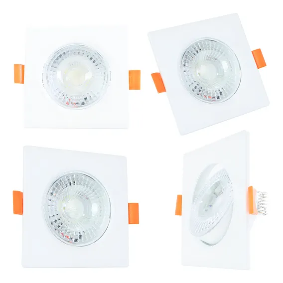 Kit 4 Spot Quadrado Embutir Direcionável Led 7w 6000k Frio Foto 1